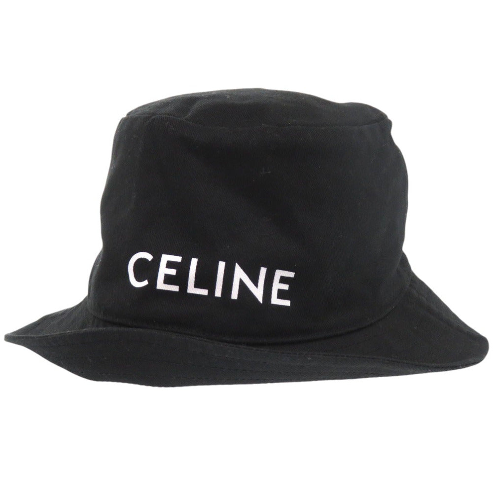 美品 セリーヌ バケットハット Lサイズ 2AU5B968P 帽子 コットン ブラック 1321【中古】CELINE