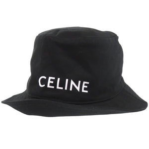 美品 セリーヌ バケットハット Lサイズ 2AU5B968P 帽子 コットン ブラック 1321【中古】CELINE