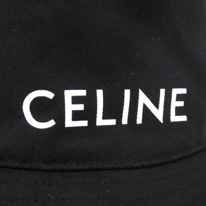 美品 セリーヌ バケットハット Lサイズ 2AU5B968P 帽子 コットン ブラック 1321【中古】CELINE