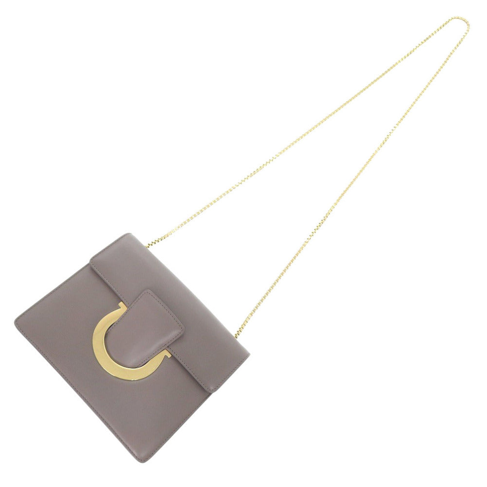 美品 サルヴァトーレフェラガモ チェーンショルダー ガンチーニ DH-21 F893 レザー グレー ショルダーバッグ 1323【中古】Salvatore Ferragamo