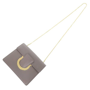 美品 サルヴァトーレフェラガモ チェーンショルダー ガンチーニ DH-21 F893 レザー グレー ショルダーバッグ 1323【中古】Salvatore Ferragamo