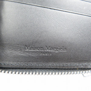 未使用 メゾンマルジェラ 4ステッチ レザー シルバー金具 ブラック 黒 ラウンドファスナー 札入れ 二つ折り財布 1327【中古】MAISON MARGIELA
