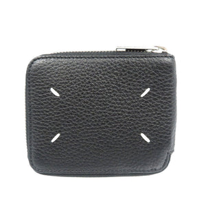 未使用 メゾンマルジェラ 4ステッチ レザー シルバー金具 ブラック 黒 ラウンドファスナー 札入れ 二つ折り財布 1327【中古】MAISON MARGIELA