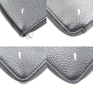 未使用 メゾンマルジェラ 4ステッチ レザー シルバー金具 ブラック 黒 ラウンドファスナー 札入れ 二つ折り財布 1327【中古】MAISON MARGIELA
