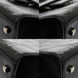 美品 サルヴァトーレフェラガモ エンボス ロゴ ガンチーニ AX-21 0855 レザー ブラック ハンドバッグ 黒 1387【中古】Salvatore Ferragamo