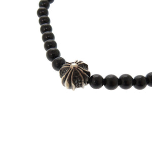 美品 クロムハーツ 4mm BEAD 4mmビーズ ブレスレット ブラックダイヤモンド/シルバー 1412【中古】CHROME HEARTS