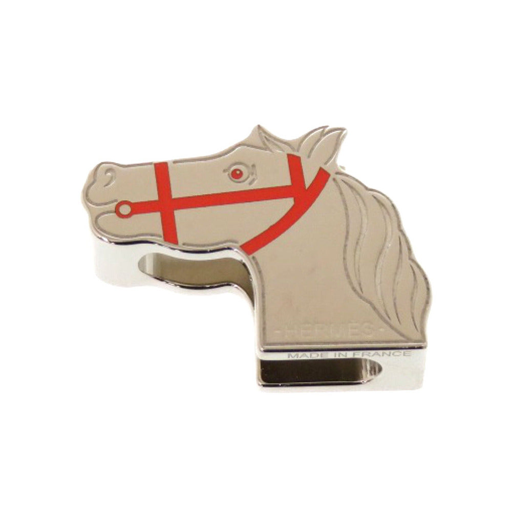 新品同様 エルメス ツイリーリング ホース カドリージュ オレンジ シルバー スカーフリング 馬 1433 【中古】 HERMES