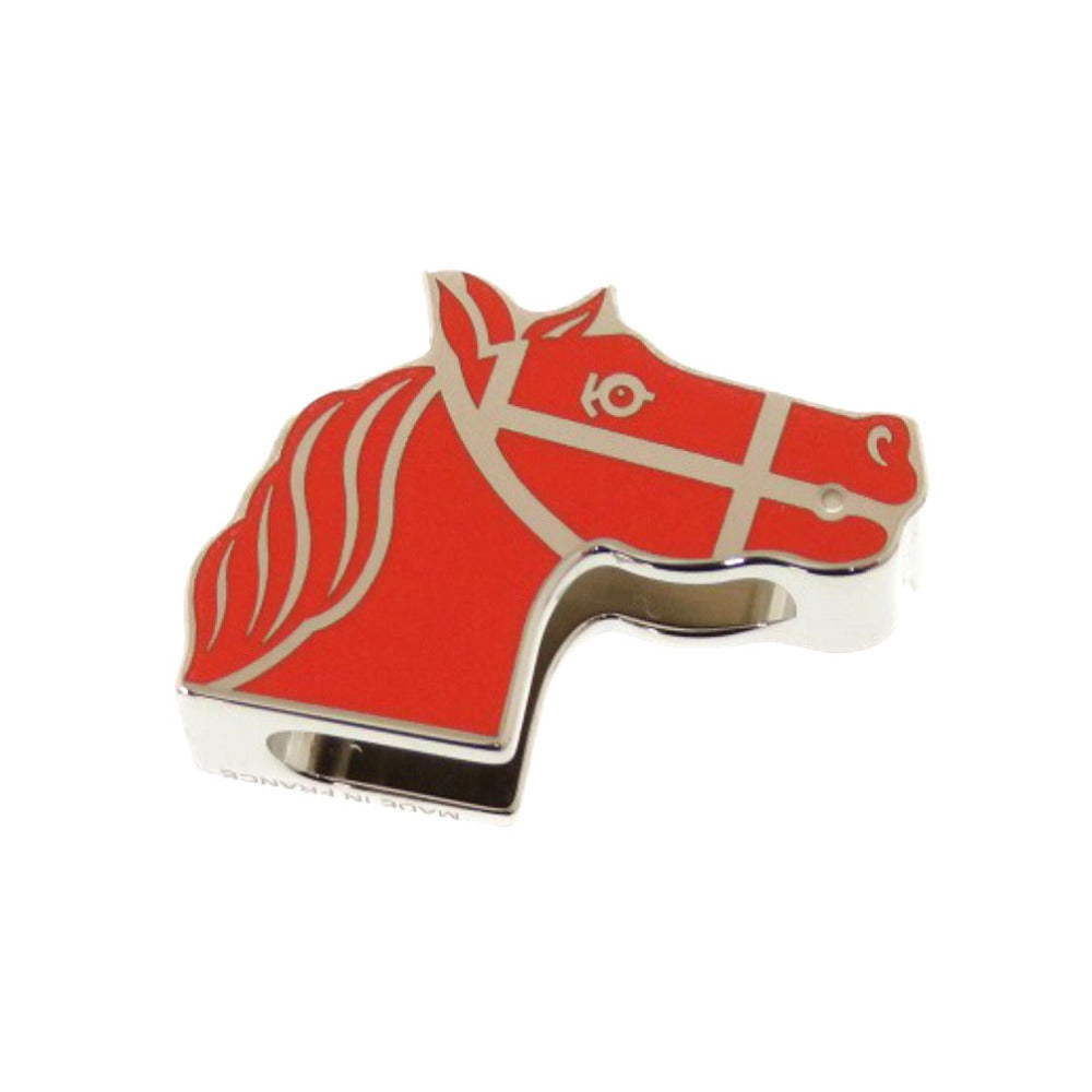 新品同様 エルメス ツイリーリング ホース カドリージュ オレンジ シルバー スカーフリング 馬 1433 【中古】 HERMES