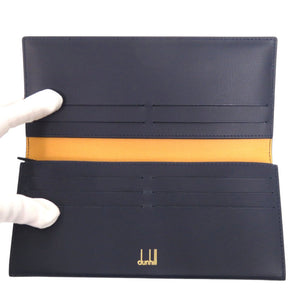 未使用品 ダンヒル R2B10MF 469R レザー ネイビー 長財布 1467【中古】Dunhill メンズ