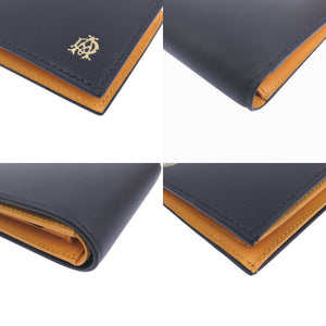 未使用品 ダンヒル ベルグレイブ L2T732N レザー ネイビー/イエロー 二つ折り財布 紺 黄 1469【中古】Dunhill メンズ