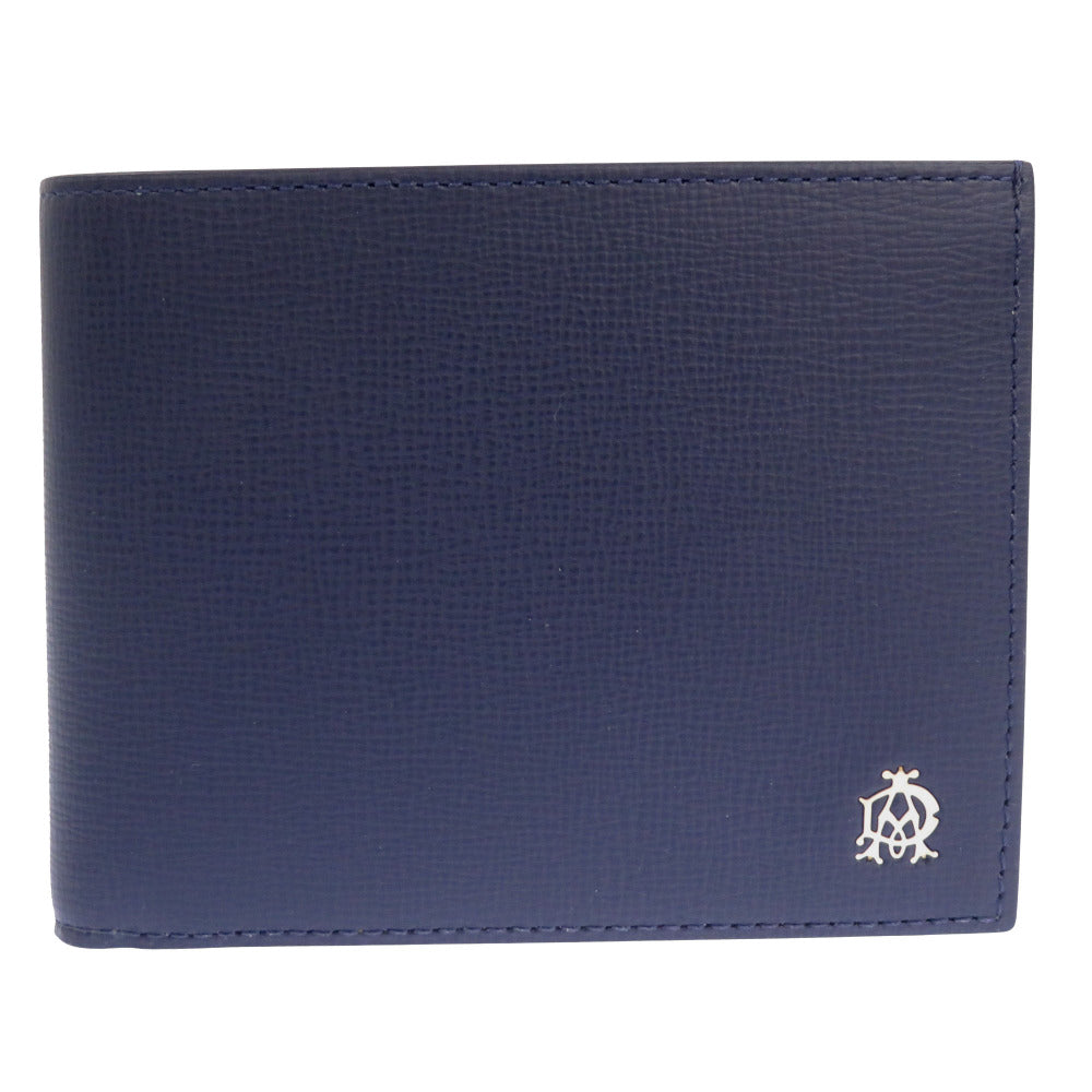 未使用品 ダンヒル ベルグレイブ L2T732N レザー ネイビー/イエロー 二つ折り財布 紺 黄 1469【中古】Dunhill メンズ