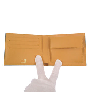 未使用品 ダンヒル ベルグレイブ L2T732N レザー ネイビー/イエロー 二つ折り財布 紺 黄 1469【中古】Dunhill メンズ