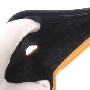 未使用品 ダンヒル ベルグレイブ L2T732N レザー ネイビー/イエロー 二つ折り財布 紺 黄 1469【中古】Dunhill メンズ