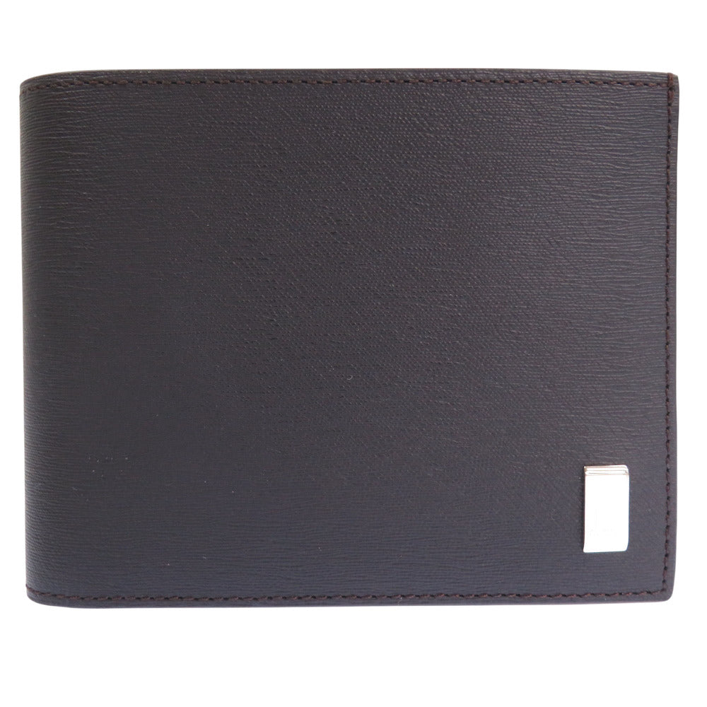 未使用品 ダンヒル FP3070E レザー ダークブラウン 二つ折り財布 茶 1470【中古】Dunhill メンズ