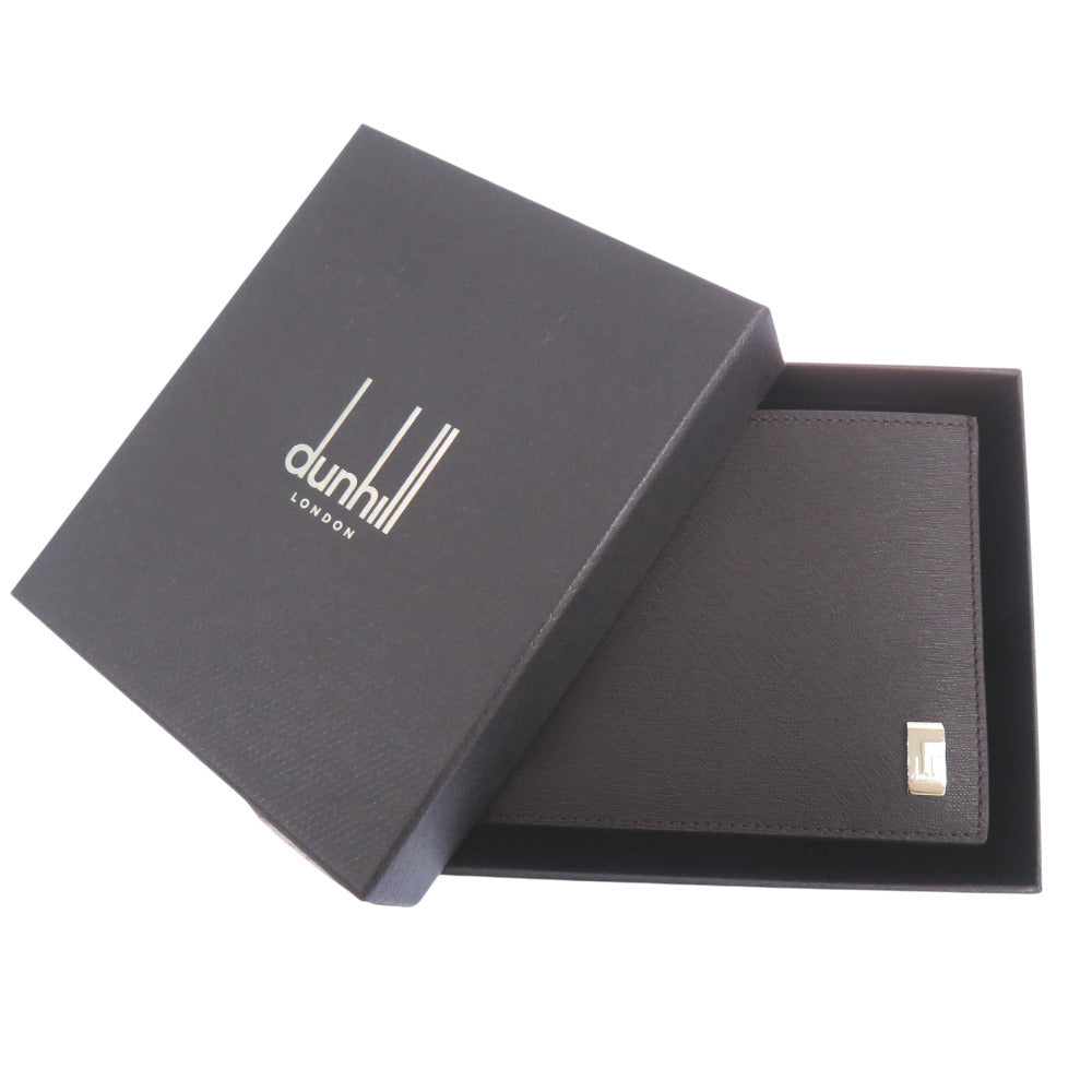 未使用品 ダンヒル FP3070E レザー ダークブラウン 二つ折り財布 茶 1470【中古】Dunhill メンズ