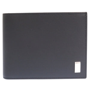 未使用品 ダンヒル 10THP レザー ブラック 二つ折り財布 黒 1468【中古】Dunhill メンズ