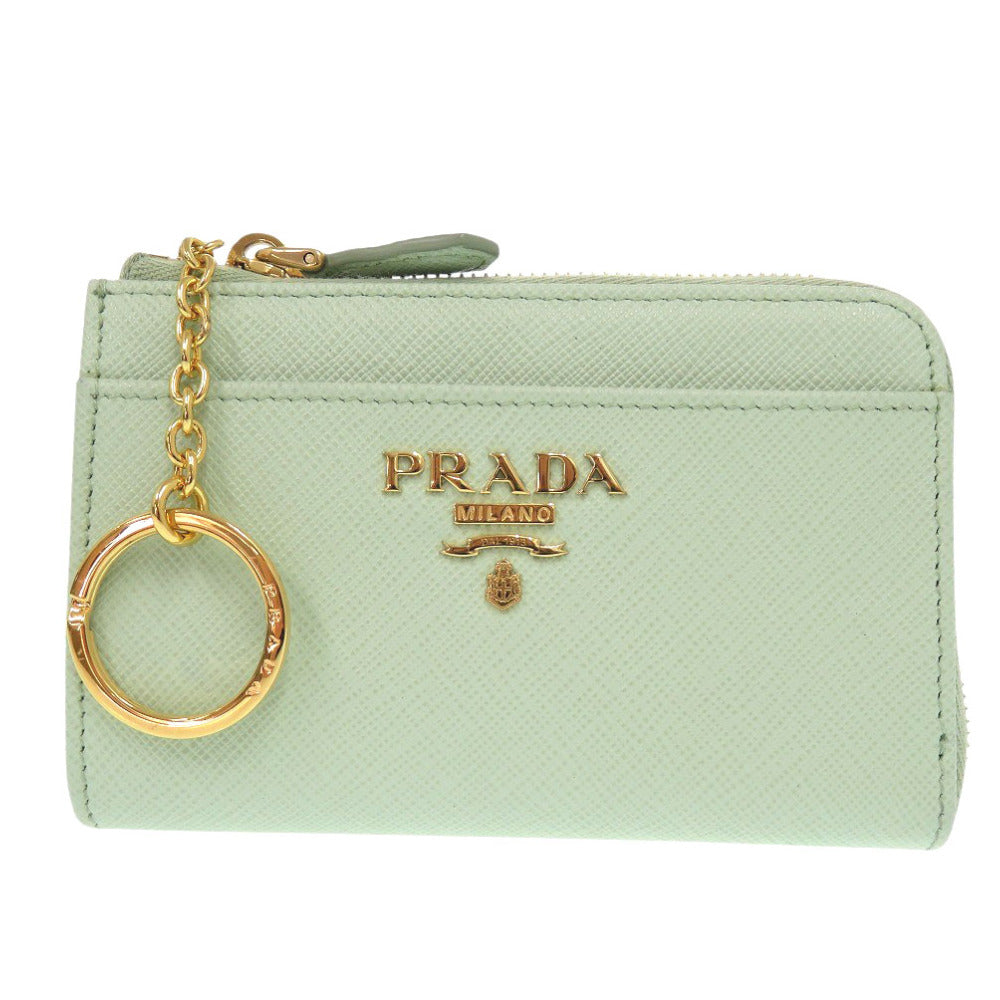 美品 プラダ 1PP122 サフィアーノレザー ライトグリーン コインケース 財布 緑1478【中古】PRADA