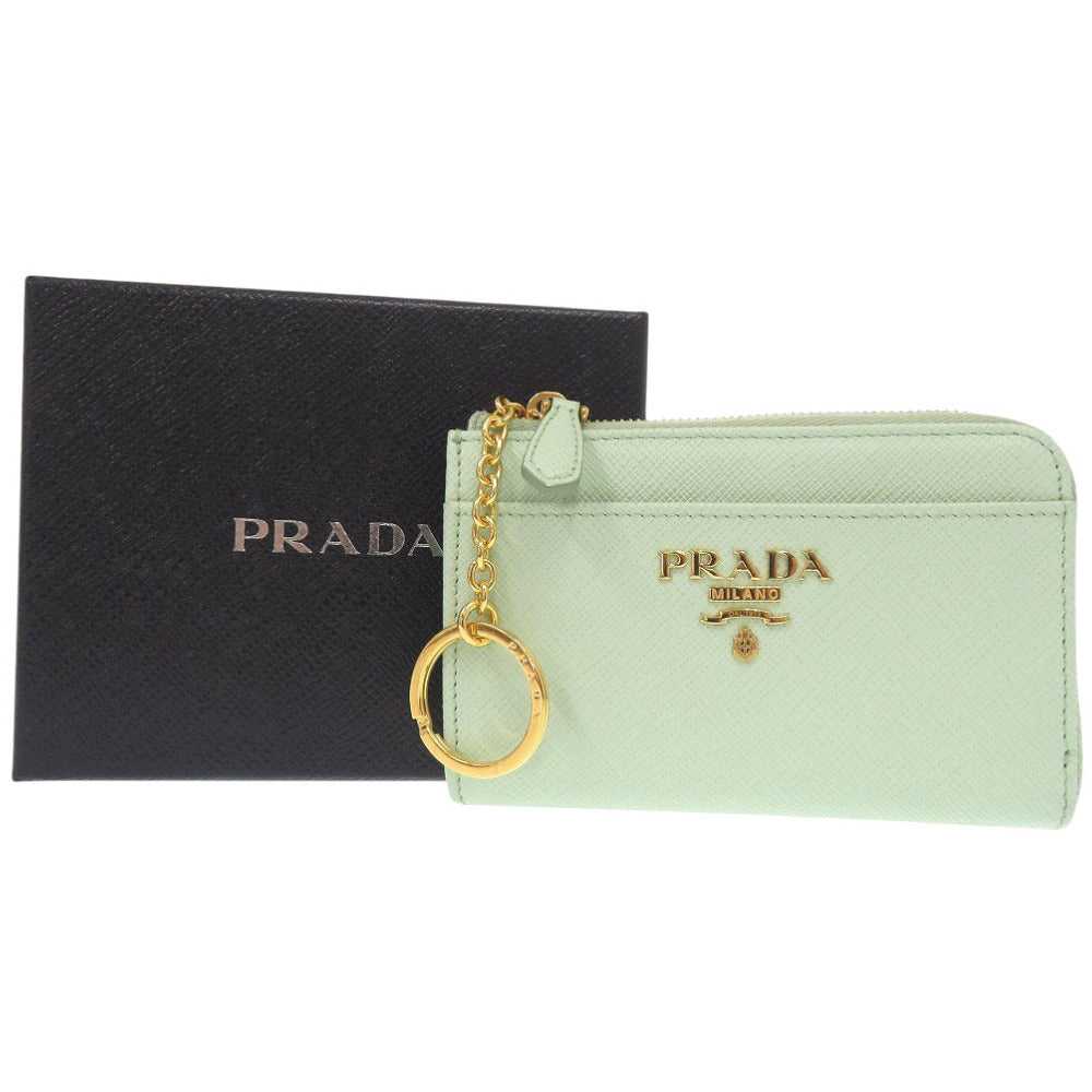 美品 プラダ 1PP122 サフィアーノレザー ライトグリーン コインケース 財布 緑1478【中古】PRADA