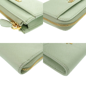 美品 プラダ 1PP122 サフィアーノレザー ライトグリーン コインケース 財布 緑1478【中古】PRADA