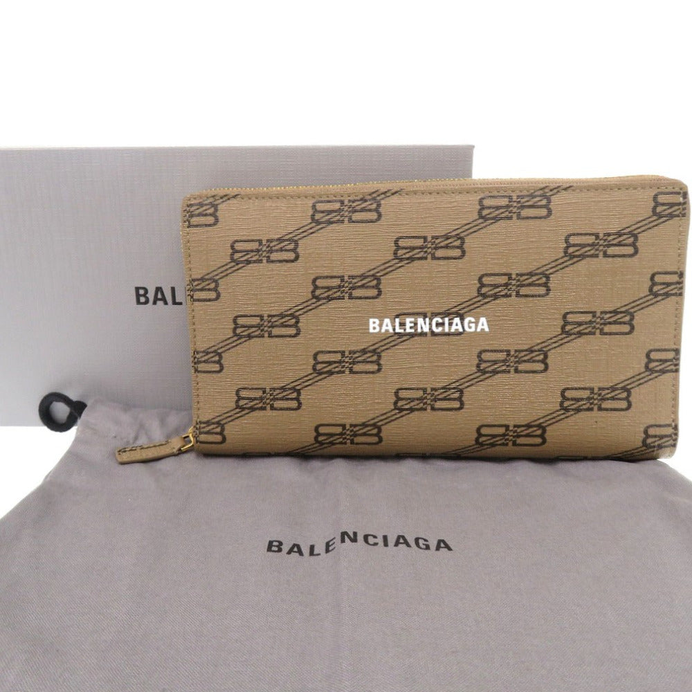 未使用 バレンシアガ 594317 2762 0 584046 PVC ブラウン 長財布 茶色 1502【中古】BALENCIAGA