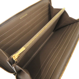 未使用 バレンシアガ 594317 2762 0 584046 PVC ブラウン 長財布 茶色 1502【中古】BALENCIAGA