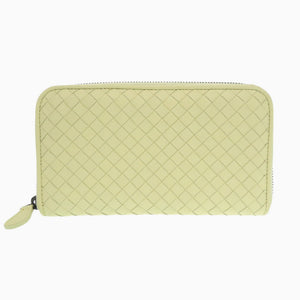 新品同様 ボッテガヴェネタ イントレチャート レザー イエロー ラウンドファスナー 長財布 1521【中古】BOTTEGAVENETA