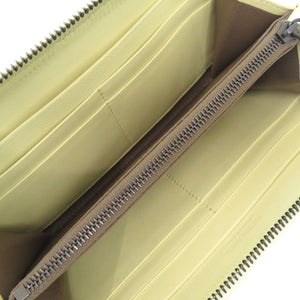 新品同様 ボッテガヴェネタ イントレチャート レザー イエロー ラウンドファスナー 長財布 1521【中古】BOTTEGAVENETA