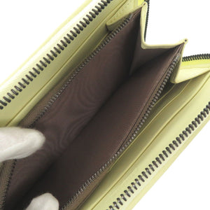 新品同様 ボッテガヴェネタ イントレチャート レザー イエロー ラウンドファスナー 長財布 1521【中古】BOTTEGAVENETA