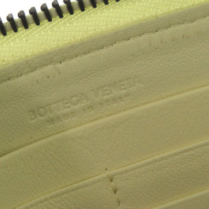 新品同様 ボッテガヴェネタ イントレチャート レザー イエロー ラウンドファスナー 長財布 1521【中古】BOTTEGAVENETA