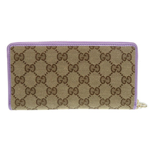 未使用品 グッチ GGキャンバス ベージュ/パープル232477  長財布 茶色 1528【中古】GUCCI