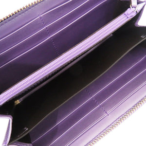 未使用品 グッチ GGキャンバス ベージュ/パープル232477  長財布 茶色 1528【中古】GUCCI