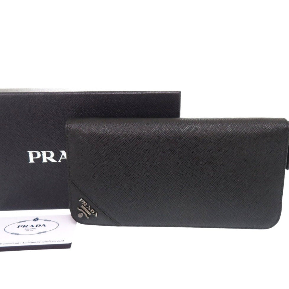 未使用 プラダ 2ML317 QME F002 サフィアーノレザー NERO ネロブラック 長財布 黒 1529【中古】PRADA