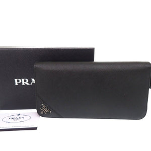 未使用 プラダ 2ML317 QME F002 サフィアーノレザー NERO ネロブラック 長財布 黒 1529【中古】PRADA