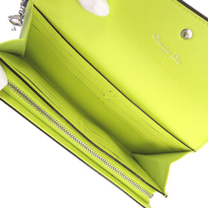 美品 クリスチャンディオール レザー バイカラー L字ファスナー 長財布 青 1546【中古】Christian Dior