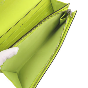 美品 クリスチャンディオール レザー バイカラー L字ファスナー 長財布 青 1546【中古】Christian Dior