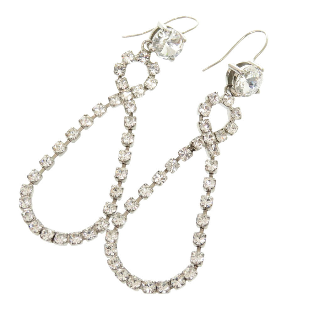 美品 ミュウミュウ ストーン メタル シルバー クリスタル ピアス アクセサリー 1546 【中古】 MIUMIU