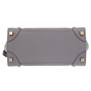 美品 セリーヌ ラゲージ マイクロショッパー レザー グレー ハンドバッグ 1587【中古】CELINE