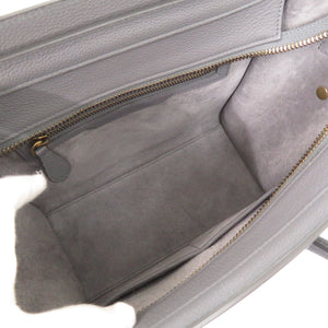 美品 セリーヌ ラゲージ マイクロショッパー レザー グレー ハンドバッグ 1587【中古】CELINE