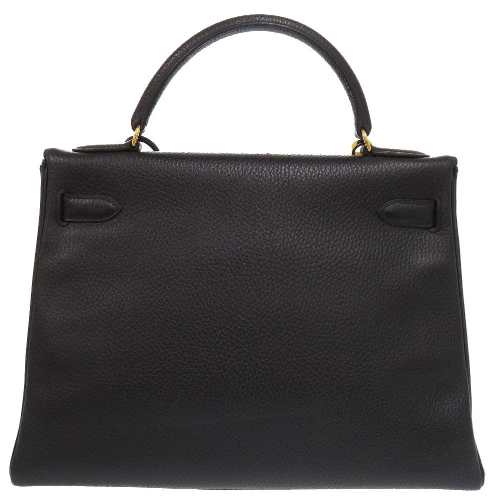 美品 エルメス ケリー32 内縫い アルデンヌ ブラック ゴールド金具 □B刻印 ハンドバッグ 黒 1602 【中古】 HERMES