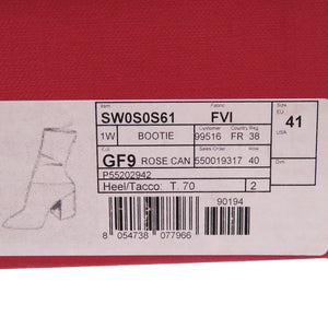 未使用品 ヴァレンティノ ガラヴァーニ ロックスタッズ EU41 パテント ショートブーツ チャンキーヒール SW0S0S61 FVI GF9 レザー ベージュ 1680【中古】Valentino Garavani