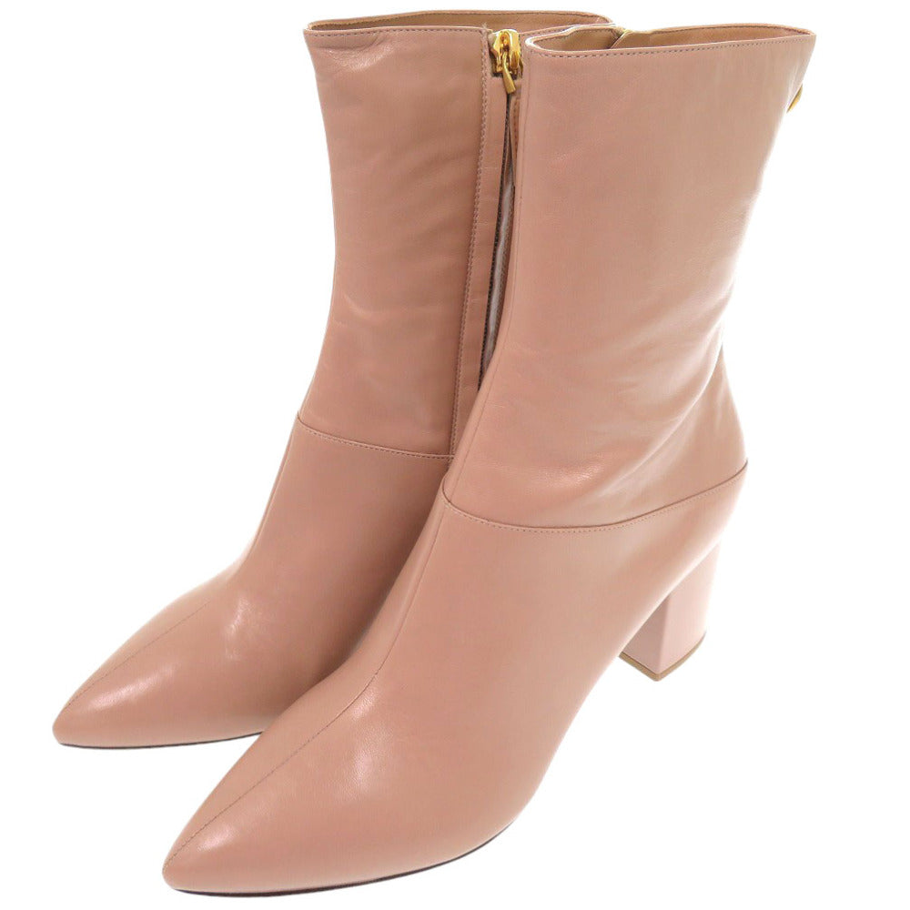 未使用品 ヴァレンティノ ガラヴァーニ ロックスタッズ EU41 パテント ショートブーツ チャンキーヒール SW0S0S61 FVI GF9 レザー ベージュ 1680【中古】Valentino Garavani