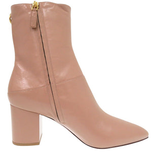 未使用品 ヴァレンティノ ガラヴァーニ ロックスタッズ EU41 パテント ショートブーツ チャンキーヒール SW0S0S61 FVI GF9 レザー ベージュ 1680【中古】Valentino Garavani