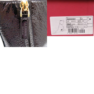 未使用品 ヴァレンティノ ガラヴァーニ ロックスタッズ EU39 パテントショートブーツ チャンキーヒール SW0S0S61 XJI 0NO レザー ブラック 1681【中古】Valentino Garavani