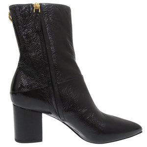 未使用品 ヴァレンティノ ガラヴァーニ ロックスタッズ EU39 パテントショートブーツ チャンキーヒール SW0S0S61 XJI 0NO レザー ブラック 1681【中古】Valentino Garavani