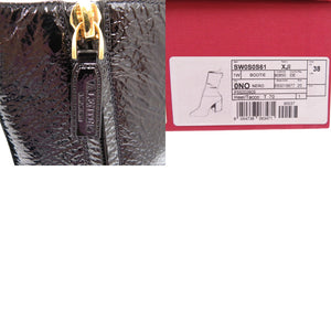 未使用品 ヴァレンティノ ガラヴァーニ ロックスタッズ チャンキーヒール パテント ショートブーツ EU38 SW0S0S61 XJI 0NO レザー ブラック 1682【中古】Valentino Garavani