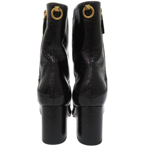 未使用品 ヴァレンティノ ガラヴァーニ ロックスタッズ チャンキーヒール パテント ショートブーツ EU38 SW0S0S61 XJI 0NO レザー ブラック 1682【中古】Valentino Garavani