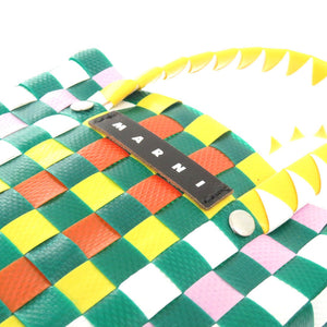 未使用 マルニ マーケット ウーブン マイクロ  M00178 M00IW 0M215 ポリプロピレン グリーン ハンドバッグ 緑 1697【中古】MARNI