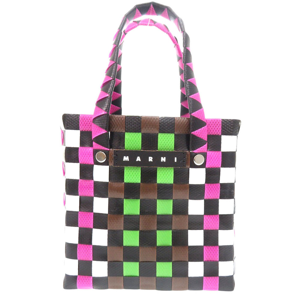 未使用 マルニ マーケット ウーブン マイクロ M00178 M00IW 0M340 ポリプロピレン ブラウン 　ハンドバッグ 茶 1698【中古】MARNI