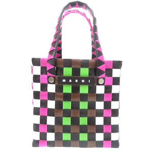 未使用 マルニ マーケット ウーブン マイクロ M00178 M00IW 0M340 ポリプロピレン ブラウン 　ハンドバッグ 茶 1698【中古】MARNI