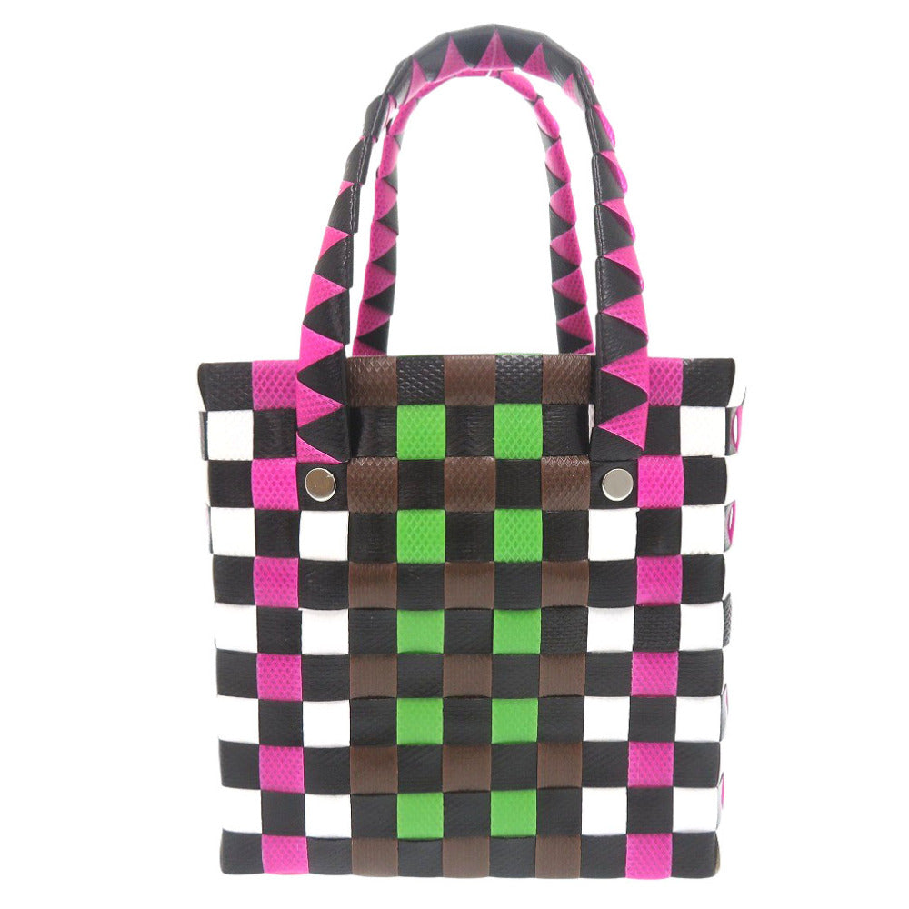 未使用 マルニ マーケット ウーブン マイクロ M00178 M00IW 0M340 ポリプロピレン ブラウン 　ハンドバッグ 茶 1698【中古】MARNI